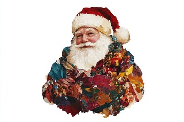 Sticker - Santa Claus wearing a bright red hat and scarf, ready for Christmas