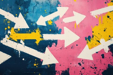 Aufkleber - Image of arrows pointing in various directions, suitable for illustrating confusion or uncertainty