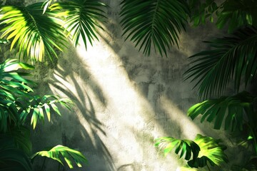 Poster - A bright and airy image with sunlight filtering through the leaves of palm trees