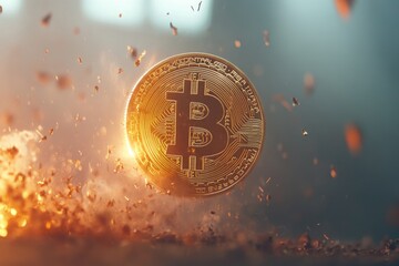Poster - A digital currency bursts into flames, concept image
