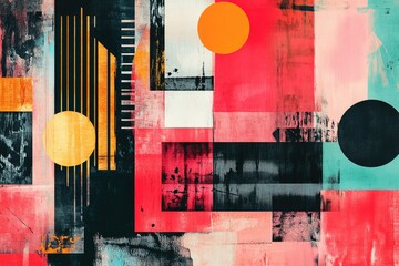 Poster - A vibrant abstract artwork featuring various shapes and colors
