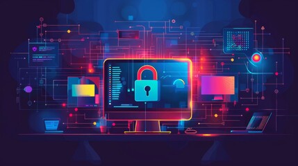 Poster - Cyber security awareness poster with safety tips.