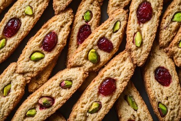 Canvas Print - Close-up shot of cookies with dried cranberries, perfect for food or baking related content