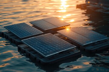 Poster - Floating solar panels on the surface of a body of water, a unique and innovative way to generate energy