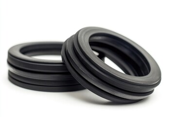 Poster - A pair of black rubber rings stacked one on top of the other, with no surrounding context