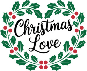 Sticker - Christmas Love Wreath Vector