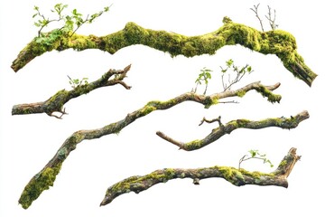 Wall Mural - Fresh greenery on a clean white surface, great for nature-inspired designs