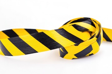 Poster - A simple yet striking design featuring a yellow and black striped ribbon on a white background