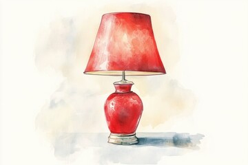 Poster - A beautifully illustrated watercolor painting of a red lamp