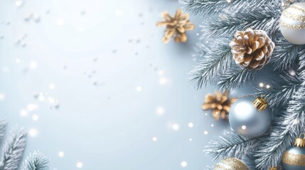 Wall Mural - christmas background with fir tree and decoration