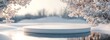 © Mr image - 4. A stylish 3D render of a mock-up podium on a smooth blanket of snow, creating a clean and sophisticated environment for displaying cosmetic items, perfect for winter-themed fashion promotions