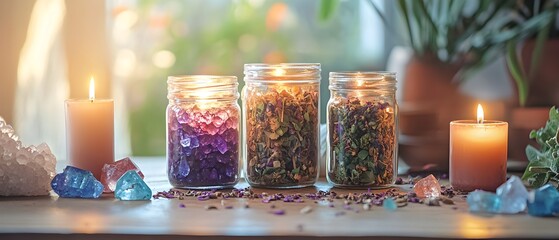 Poster - Tranquil Healing with Candles and Crystals