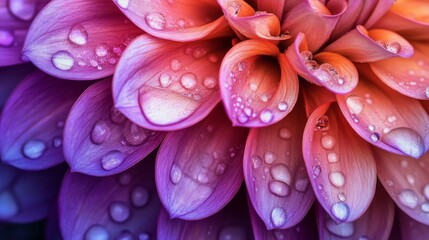 Aufkleber - Vibrant Flower Petals with Water Droplets Close-Up