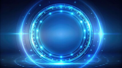 Hologram HUD circle in blue with shiny light blue background, hologram, HUD, circle, blue, shiny, light blue