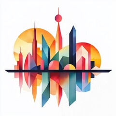 Craft a futuristic cityscape using glossy paper cutouts