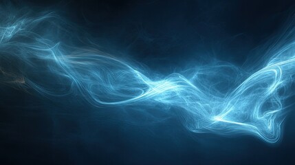 Poster - Abstract dark blue background with glowing light streaks modern, elegant, and dynamic visual effect. 