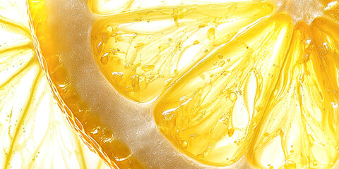 Poster - A close up of a yellow lemon slice