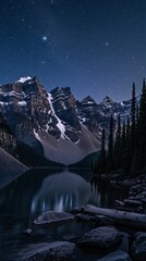 Wall Mural - Serene Night Landscape with Mountains and Lake