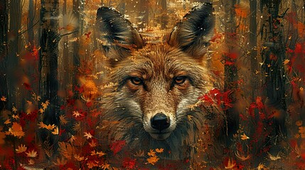 Canvas Print - red fox in autumn forest: a captivating nature portrait