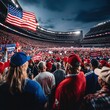 © Ceballos - Rally in the elections in the United States. A crowd of people are gathered in a stadium, holding up signs