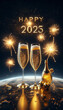 © Sergi - Glasses of cava toasting the new year 2025