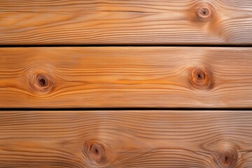 Poster - Wooden board with a grain pattern and a few holes. The board is brown in color. The board is made of wood. Weathered rustic wooden planks with knots and grain patterns close-up