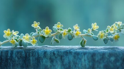 Canvas Print - Delicate Branch of Flowers on Stone