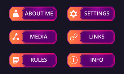 Wall Mural - futuristic gaming bars. game streaming buttons, video game stream dashboard interface elements flat 