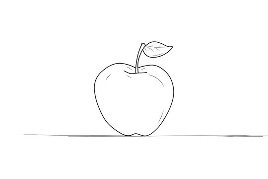 A simple continuous line drawing of an apple on a uniform white background.