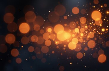 Abstract gold glitter, unfocused, isolated on black background for overlay design. Golden blurred bokeh light. festive background. new year