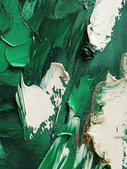 Poster - Green and White Painting Close Up