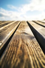 Canvas Print - Wooden Table with Blue Sky Background