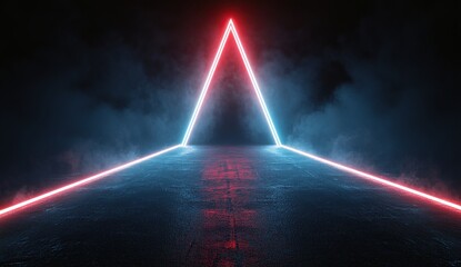 Poster - Abstract background with blue and red glowing lines on a dark black backdrop