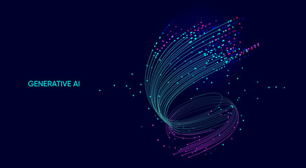 Fototapete - Illustration of abstract stream. Artificial intelligence. Big data, technology, AI, data transfer, data flow, large language model, generative AI