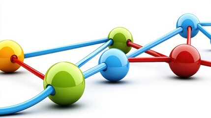 Poster - Colorful 3D Nodes with Connecting Lines in Network Design