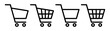 © OpaDesign - Set of four black outline shopping carts, symbolizing retail, purchasing, and consumer goods in commerce. Editable stroke.