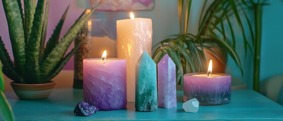 Poster - Tranquil Healing Candles in Serene Space