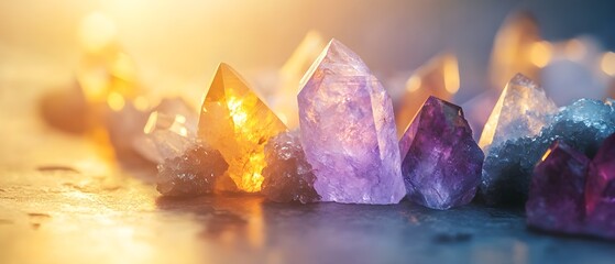 Poster - Vibrant Healing Crystals in Soft Light