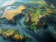 © สมเจตน์ หนูแก้ว - Topographic view of an intricate and detailed landmass.
