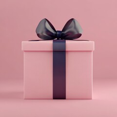 Wrapped present with bow, elegant gift box, 3D illustration