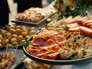 Wall Mural - Food Platter with Meats and Vegetables