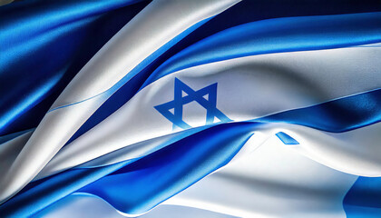 Silk Israeli flag flowing with blue Star of David