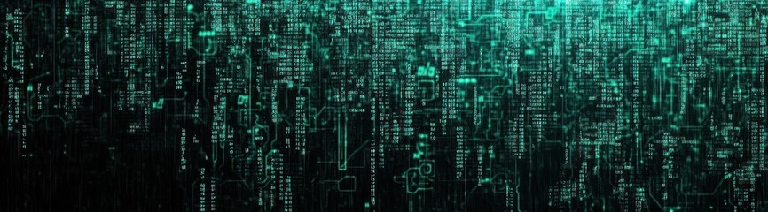 Abstract digital background with green and black color scheme.