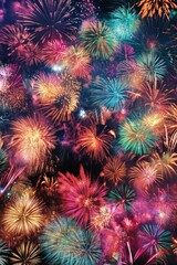 Wall Mural - Night Sky Fireworks