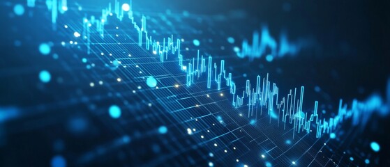 holographic of business chart in digital lines and dots concept