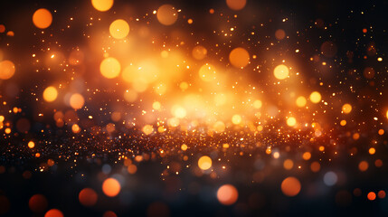 Wall Mural - warm bokeh lights background in gold and orange tones