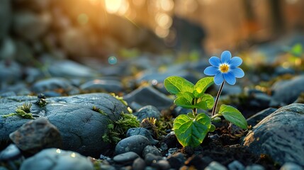 Wall Mural - Blue Flower Blooming in the Sunlight