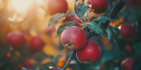 Red Apples Hanging From Tree