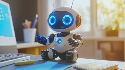Poster - Robot sitting on a desk