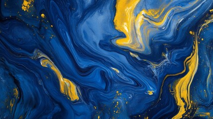 Aufkleber - A vibrant abstract design featuring swirling blue and golden hues, evoking a sense of depth and movement.